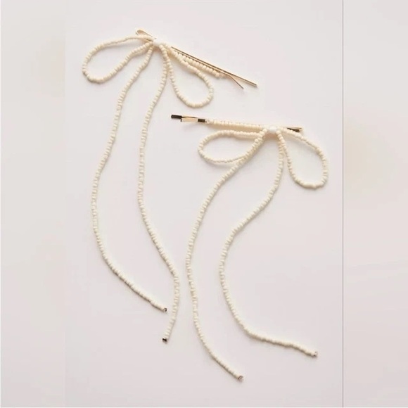 Free People Accessories - Free People Dainty Beaded Bow Pin - Set of 2
